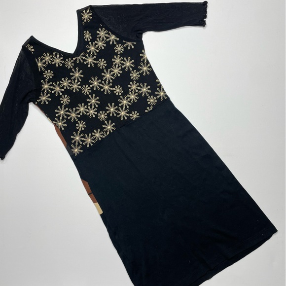 CUSTCO BARCELONA 90s Y2K Funky Artsy Dolores Mesh Sleeve Dress Party Art Deco - Picture 3 of 5